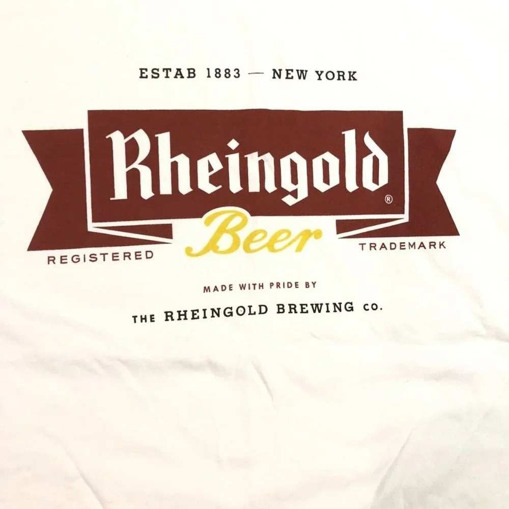 NEW! Retro Vintage Rheingold Beer Classic NY White T-Shirt Men's Large NOS - Picture 2 of 2